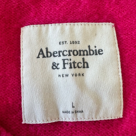 Abercrombie & Fitch Crop Pink Sweater with Moose Logo. Size L - Picture 5 of 6